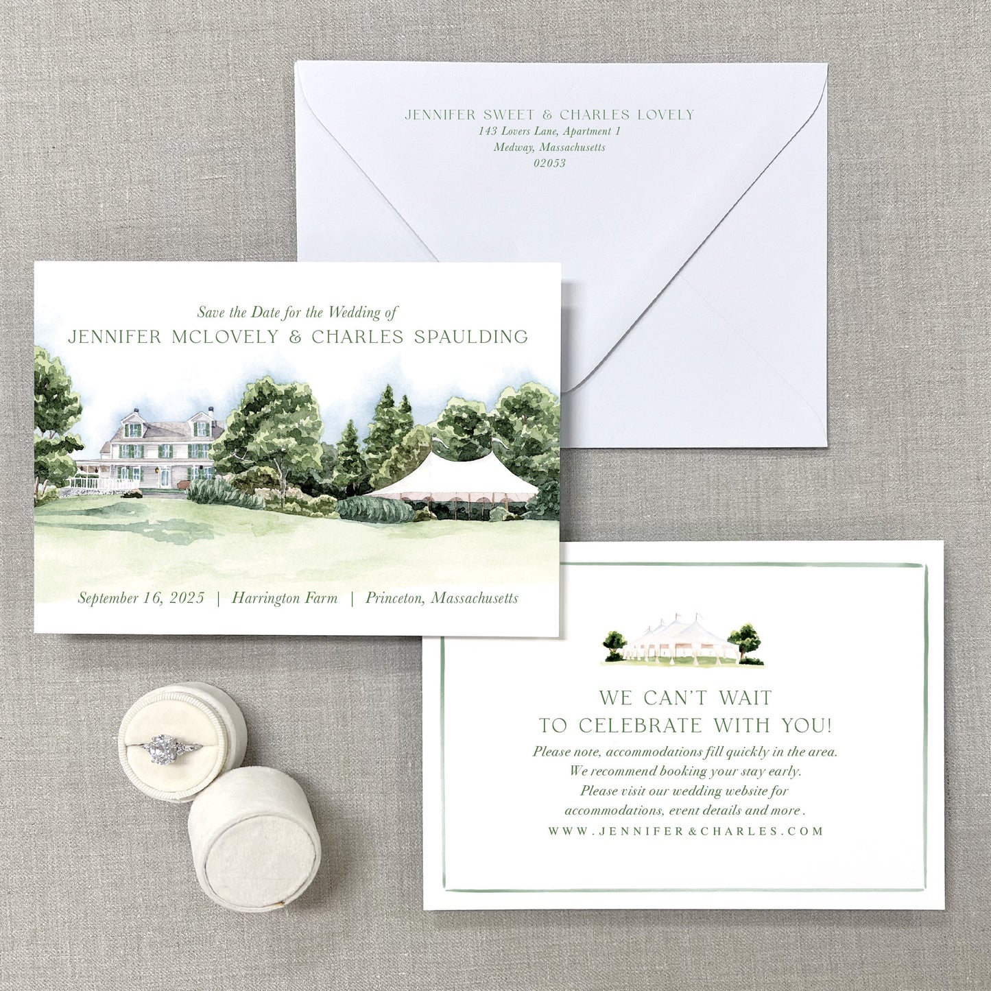 Harrington Farm, Princeton, Massachusetts Watercolor Venue Save The Dates