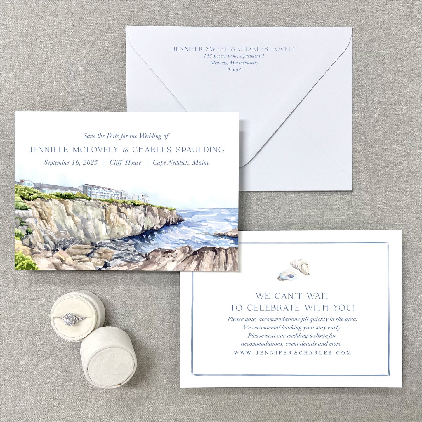 Cliff House (Cliff View), Cape Neddick Maine Watercolor Venue Save The Dates