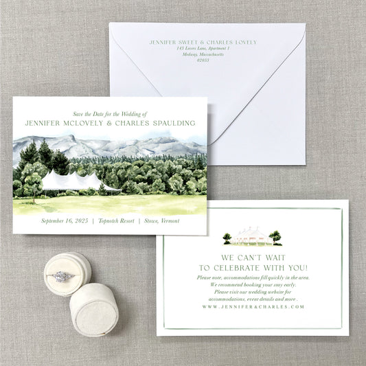 Topnotch Resort, Stowe, Vermont Watercolor Venue Save The Dates