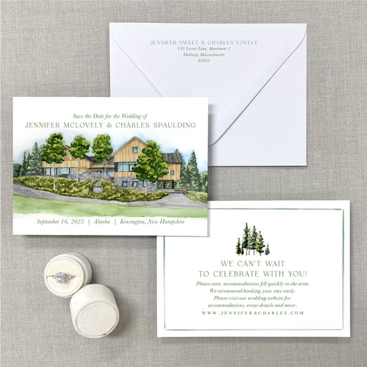 Alnoba, Kensington, New Hampshire Watercolor Venue Save The Dates