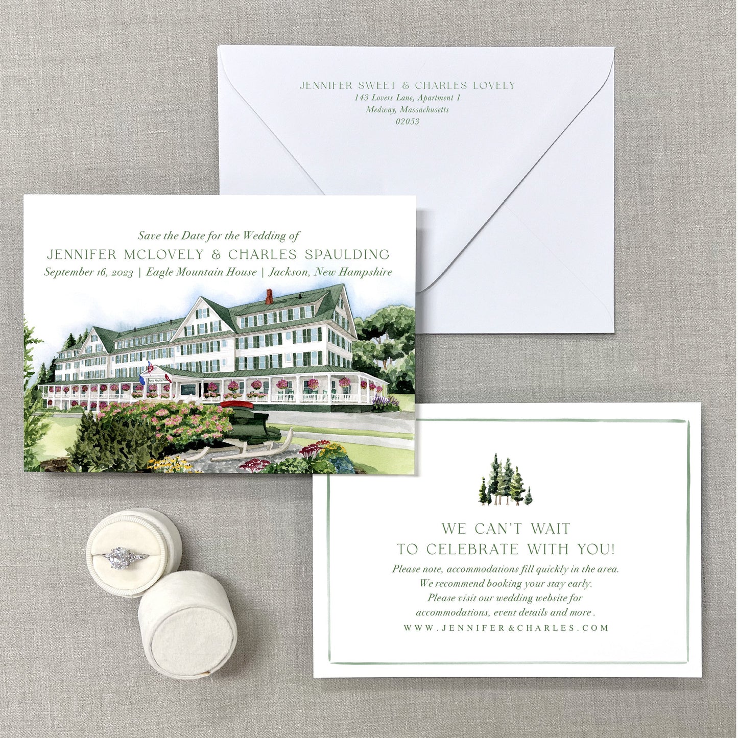 Eagle Mountain House, Jackson, New Hampshire Watercolor Venue Save The Dates