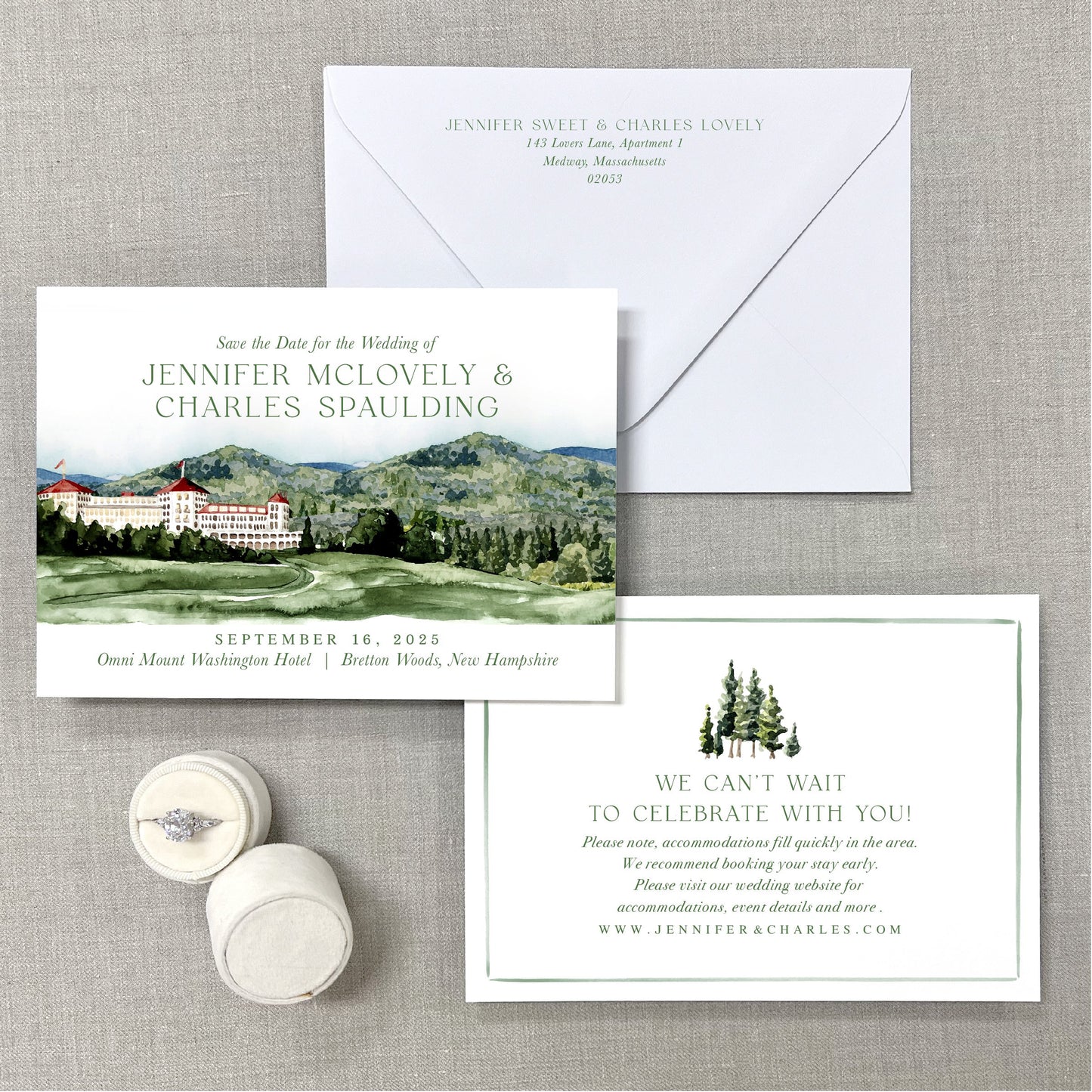 Omni Mount Washington Hotel, Bretton Woods, New Hampshire Watercolor Venue Save The Dates