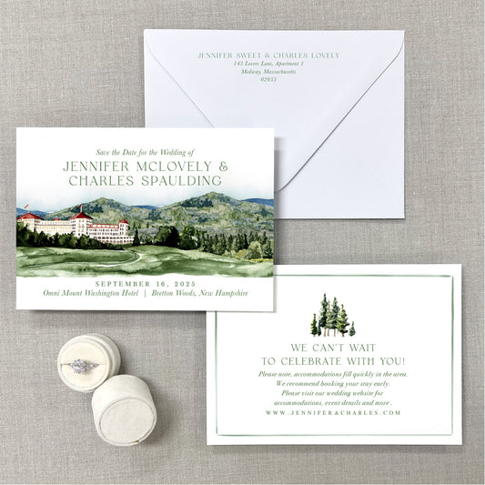 Omni Mount Washington Hotel, Bretton Woods, New Hampshire Watercolor Venue Save The Dates