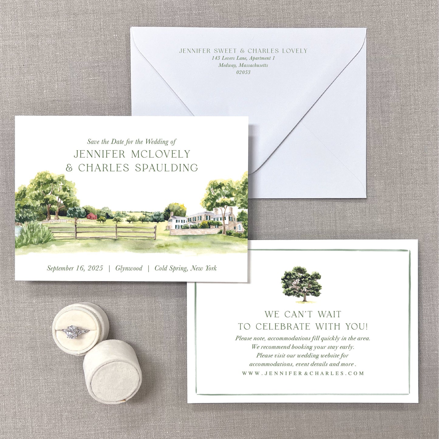 Glynwood, Cold Spring, New York Watercolor Venue Save The Dates