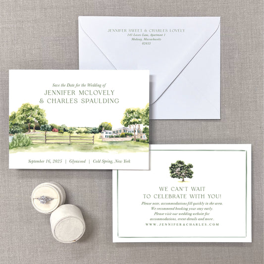 Glynwood, Cold Spring, New York Watercolor Venue Save The Dates