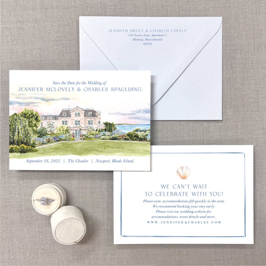 Chanler, Newport, Rhode Island Watercolor Venue Save The Dates