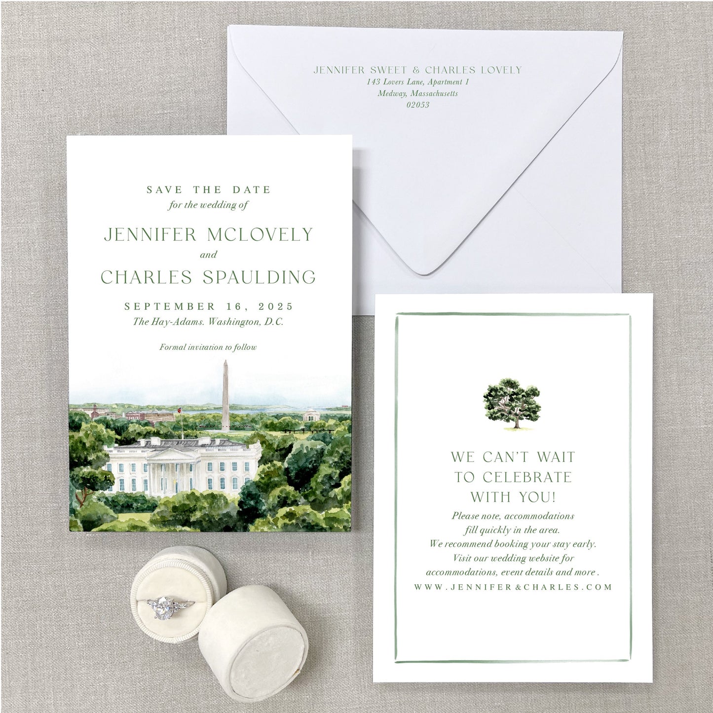 The Hay-Adams, Washington D.C., Watercolor Wedding Venue Save The Dates