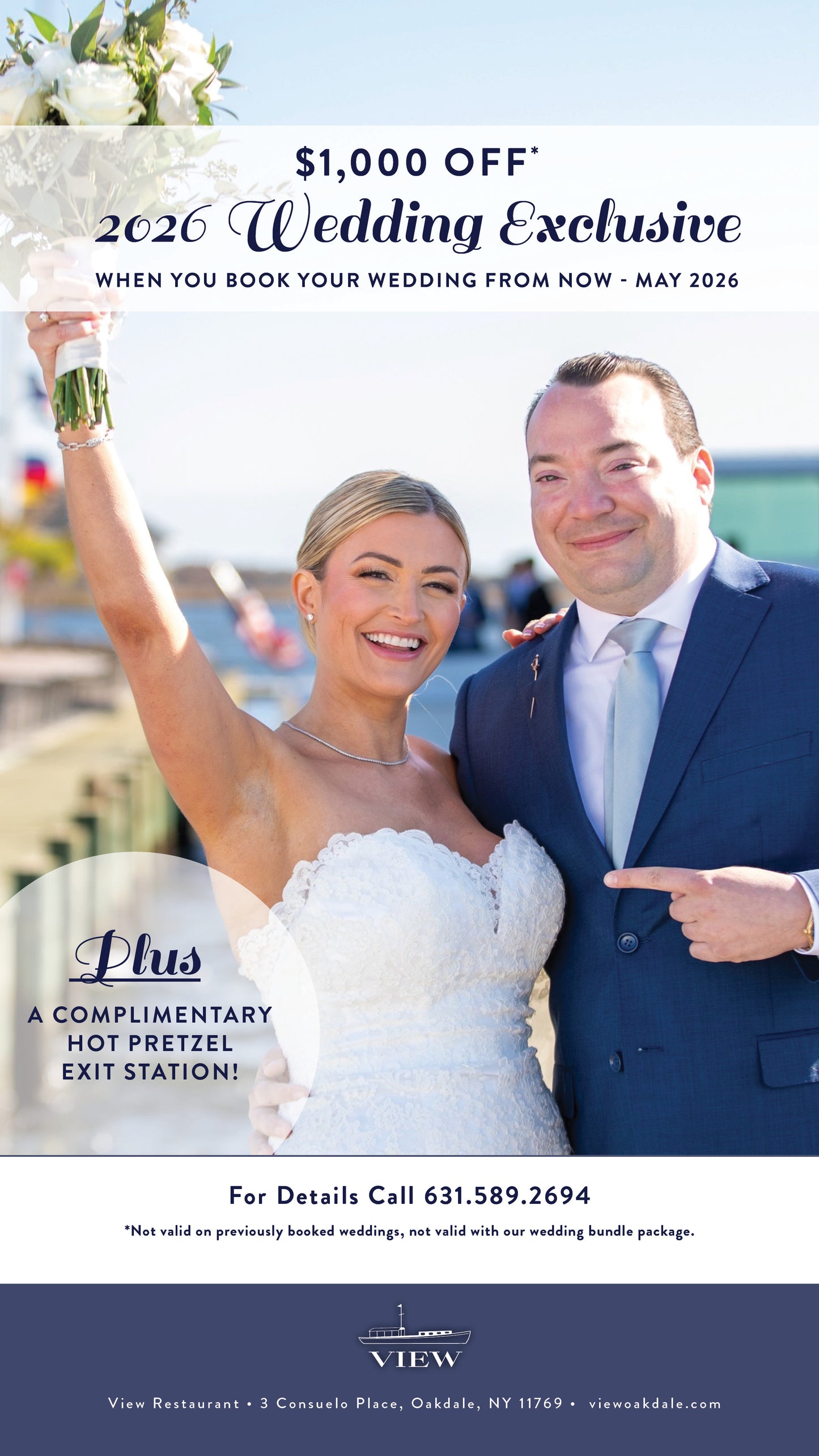 Receive $1000 Off Your Wedding PLUS a Complimentary Hot Pretzel Exit Station