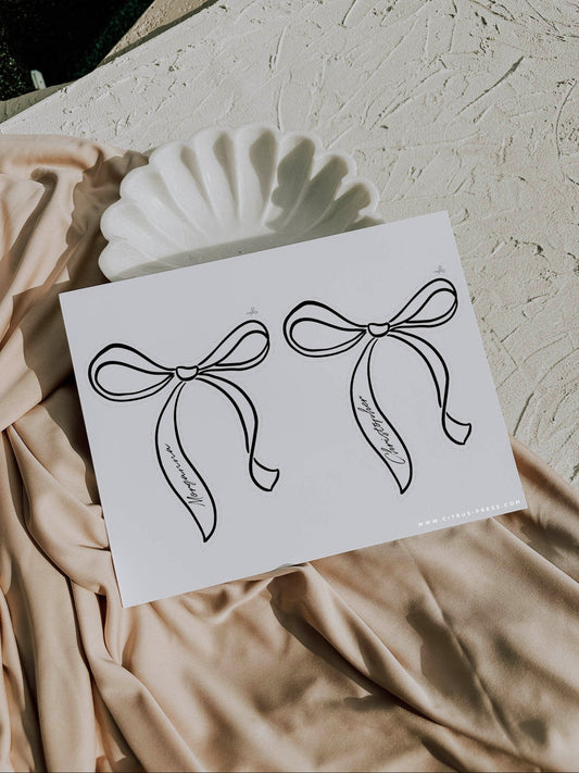 Ribbon Bow Name Card Cut Out | Printable Template