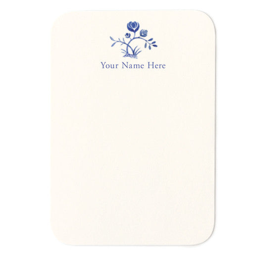 Delftware Flower Personalized Small Note Cards