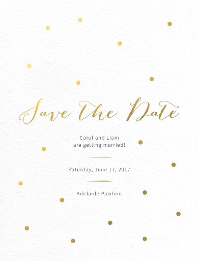 Goldie Dots Save The Date Cards by Inggrid H.