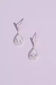 Pear Solitaire Pave Earrings