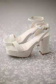Pearl Embellished Platform Block Heels