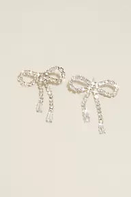 Rhinestone Bow Stud Earrings