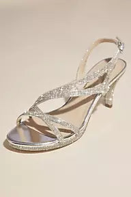 Crystal Mid Heel Platform Sandals