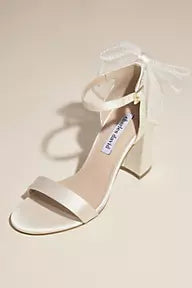 Tulle Pearl Bow Block Heels