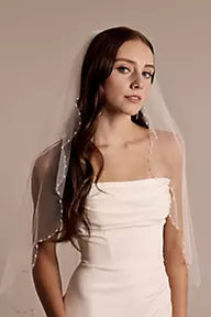 Pearl Beaded Scallop Edge Mid-Length Veil