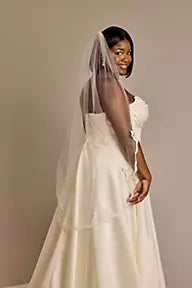 Mid-Length Tulle Veil with Lace Trim