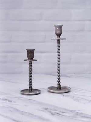 Gray Corkscrew Taper Candle Holder Small