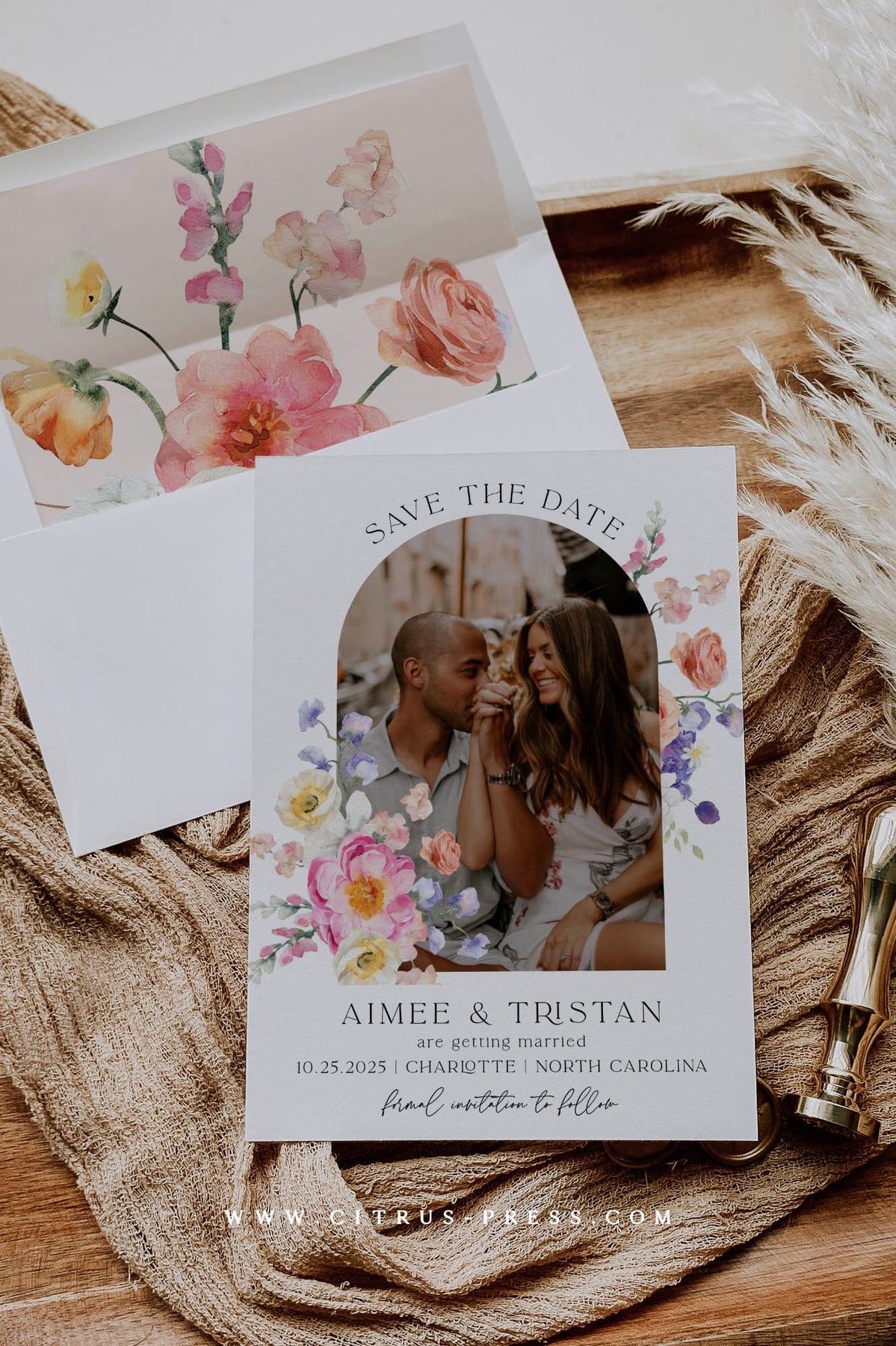 Floral Arch Photo Save The Date | Printable Template