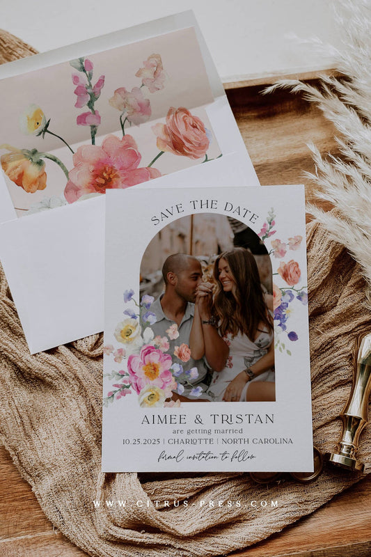 Floral Arch Photo Save The Date | Printable Template