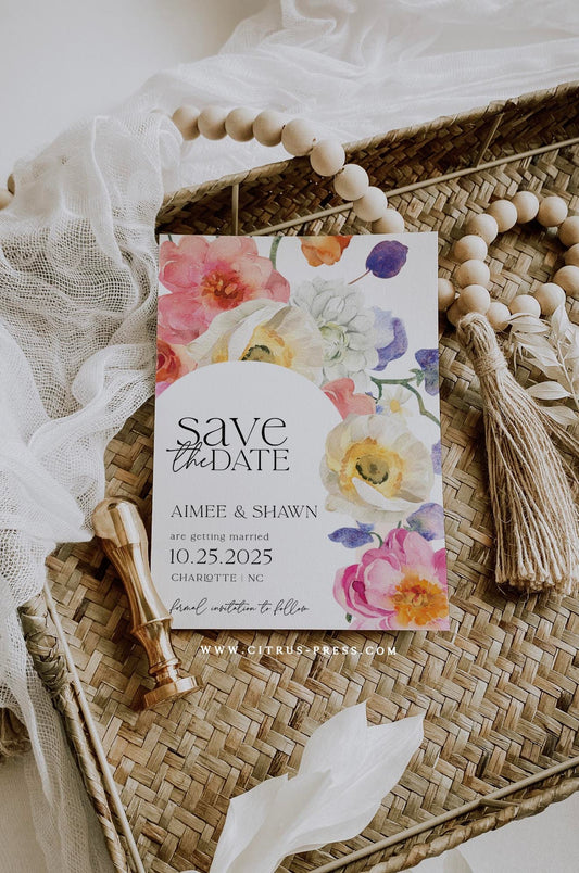 Floral Bloom Save The Date | Printable Template