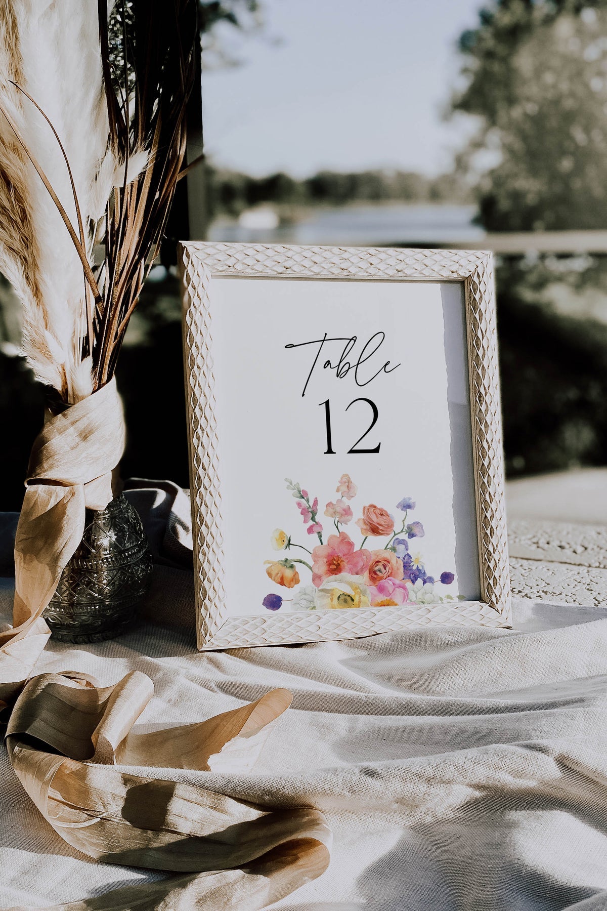 Floral Wedding Table Numbers Reception | Printable Template