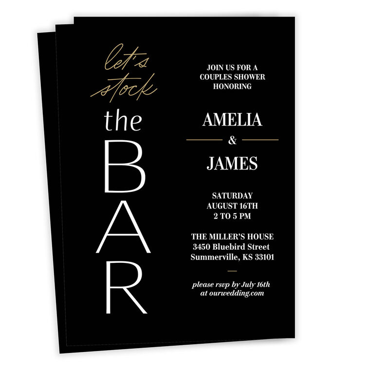 Let's Stock the Bar Flat Wedding Shower Invitation