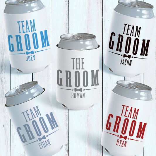 Suit Up Team Groom Can Coolers