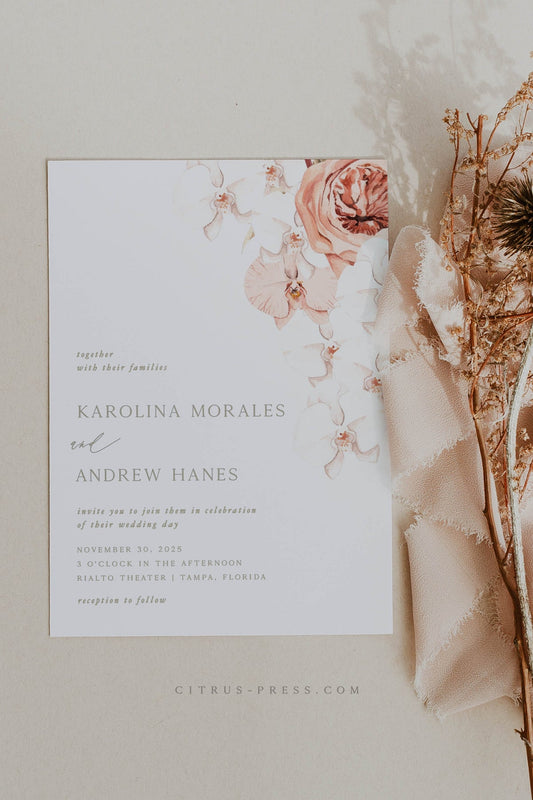 Tropical Orchid Wedding Invitation | Printable Template