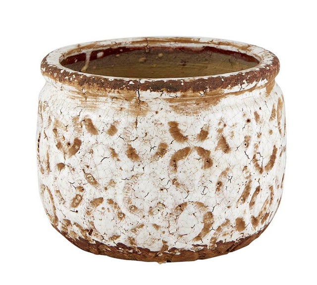 Vintage Cream Embossed Pot