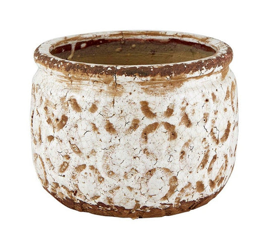 Vintage Cream Embossed Pot