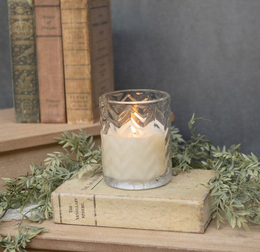 4" Chevron Glass Timer Candle