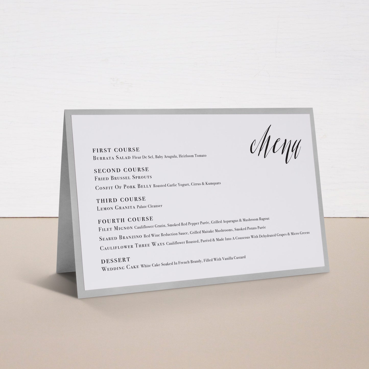 Modern Calligraphy Tented Menu Cards