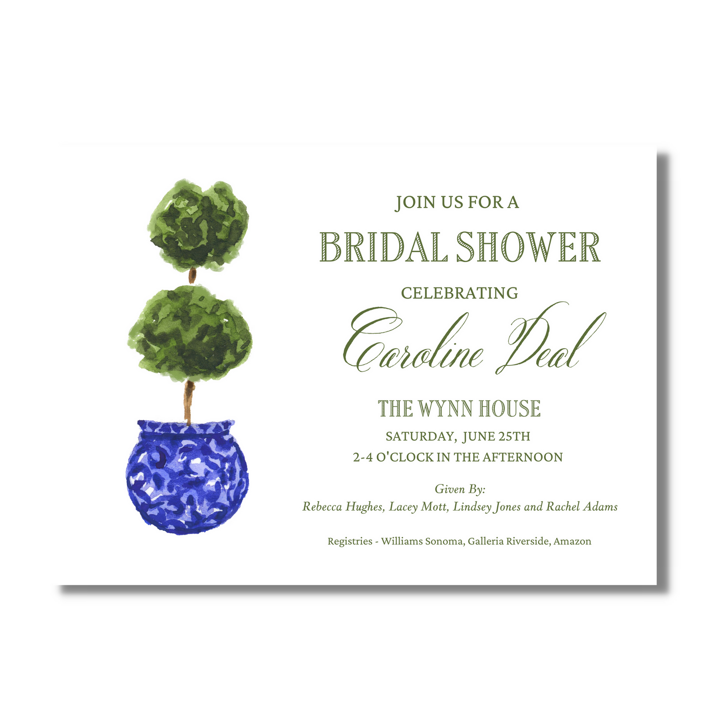 Topiary - Bridal Shower Invite