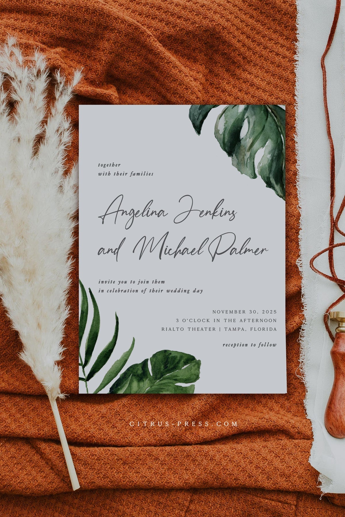 Tropical Greenery Wedding Invitation | Printable Template