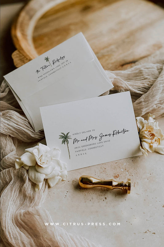 Palm Tree Guest Addressing Envelopes | Printable Template