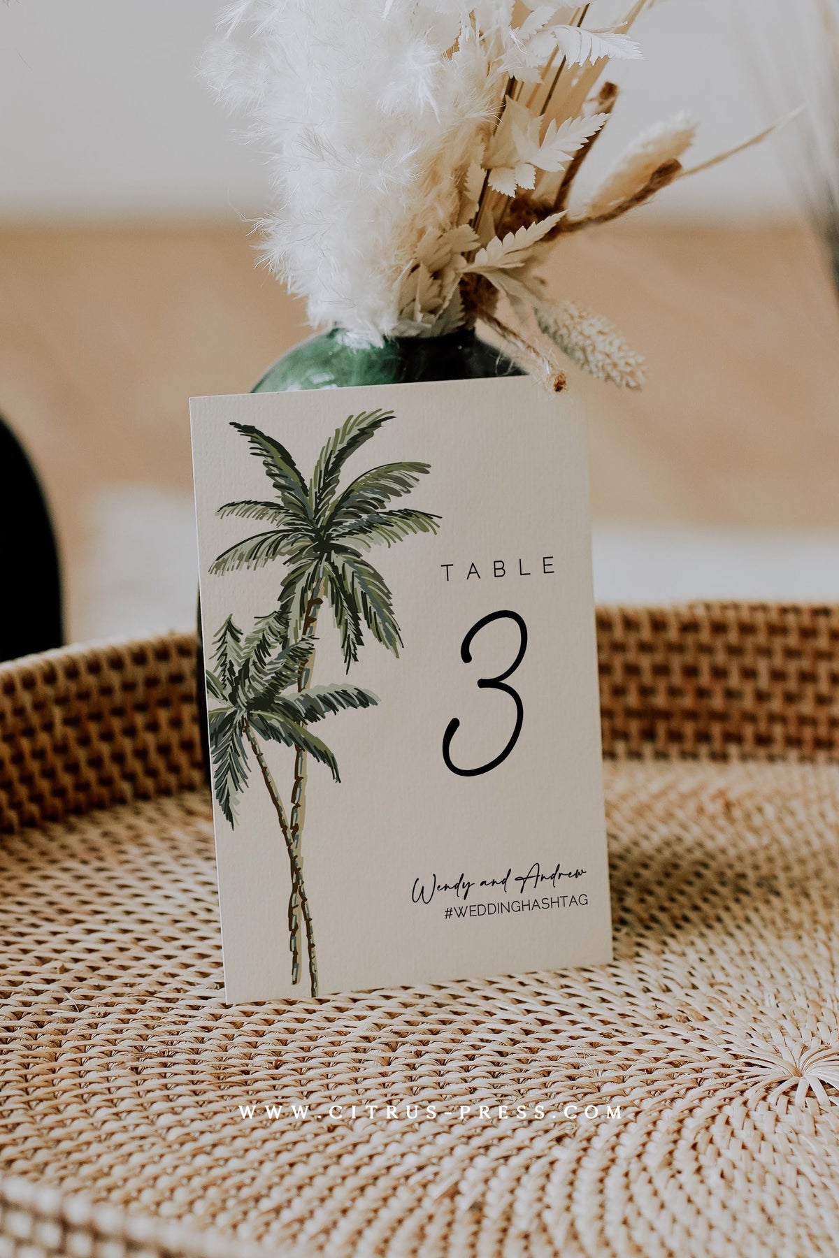 Tropical Palm Tree Reception Table Numbers | Printable Template