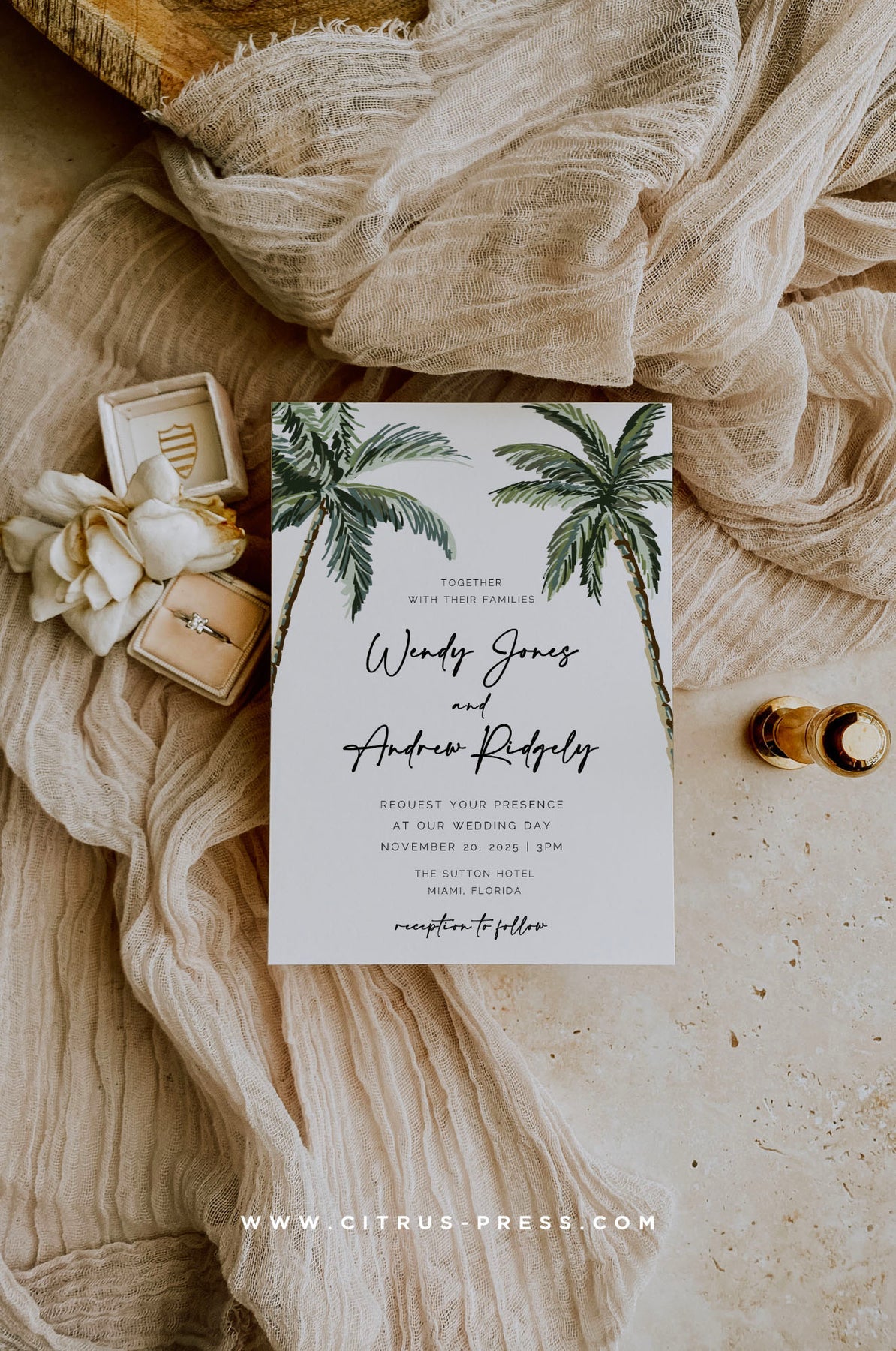 Tropical Palm Tree Wedding Invitation | Printable Template