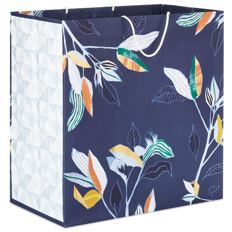 15" Tropical Stems on Navy Extra-Deep Gift Bag