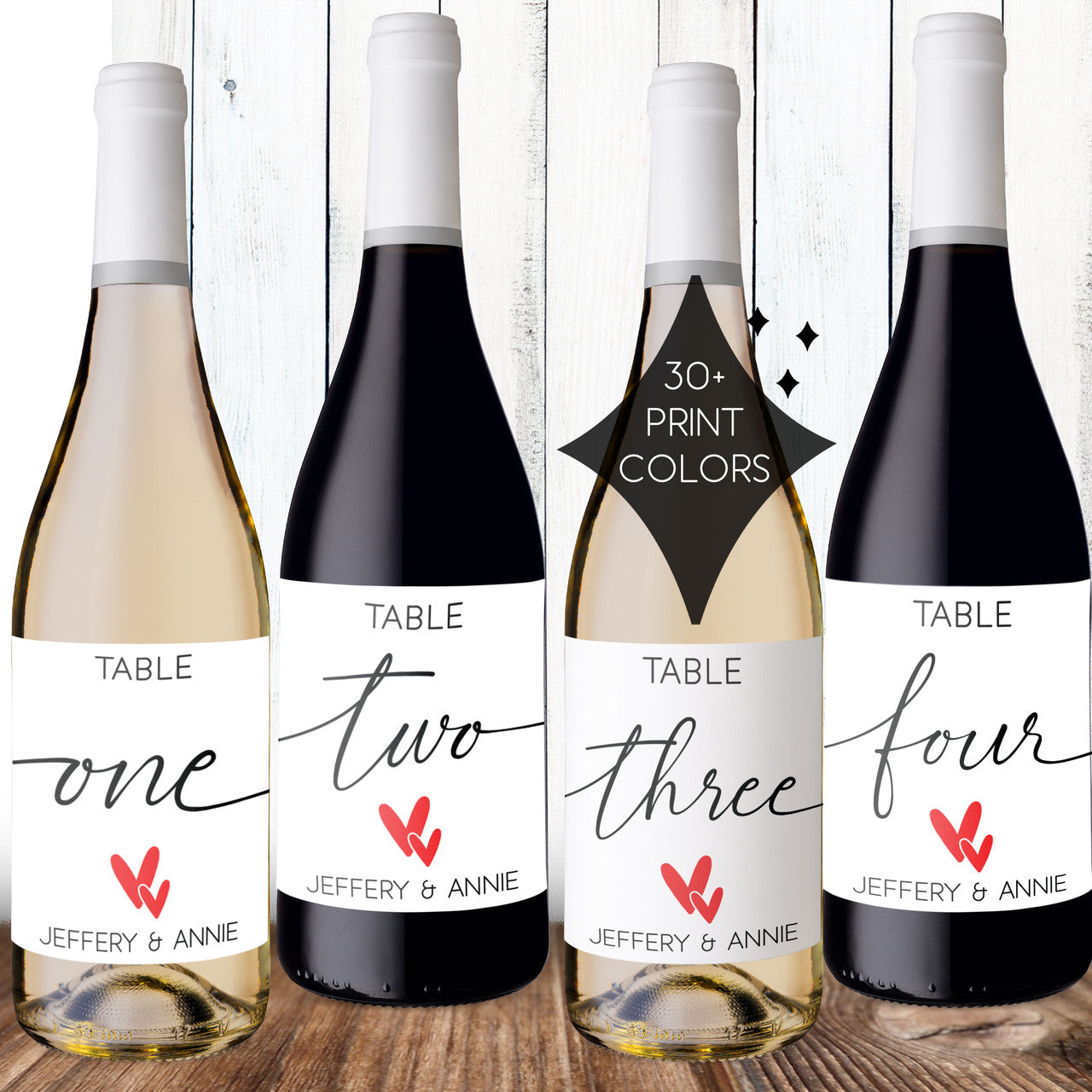 True Love Table Number Wine Labels