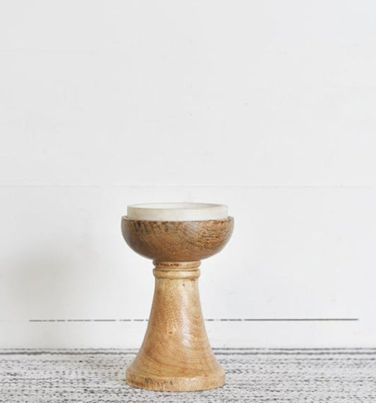 6.5" Wood and Marble Stand