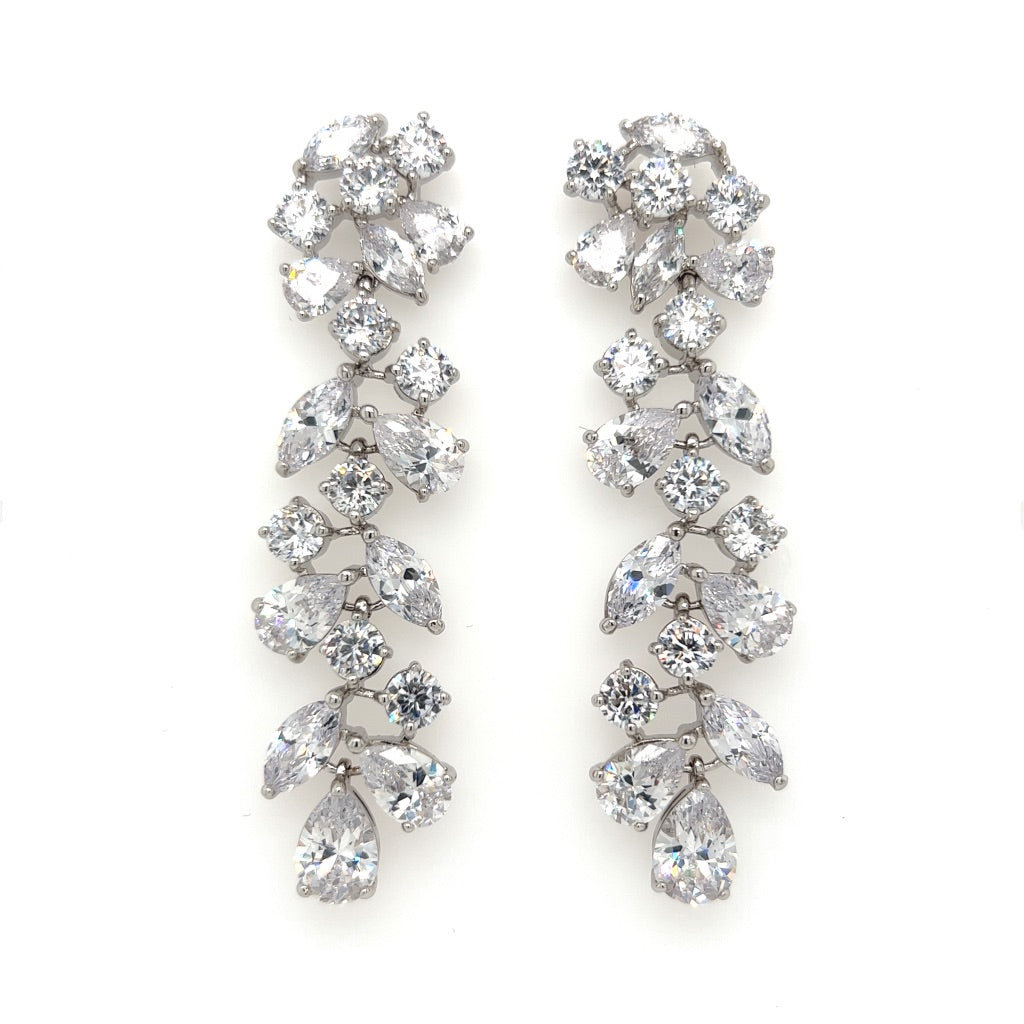 Sophisticated Long Dangle Bridal Earrings Style No. E140