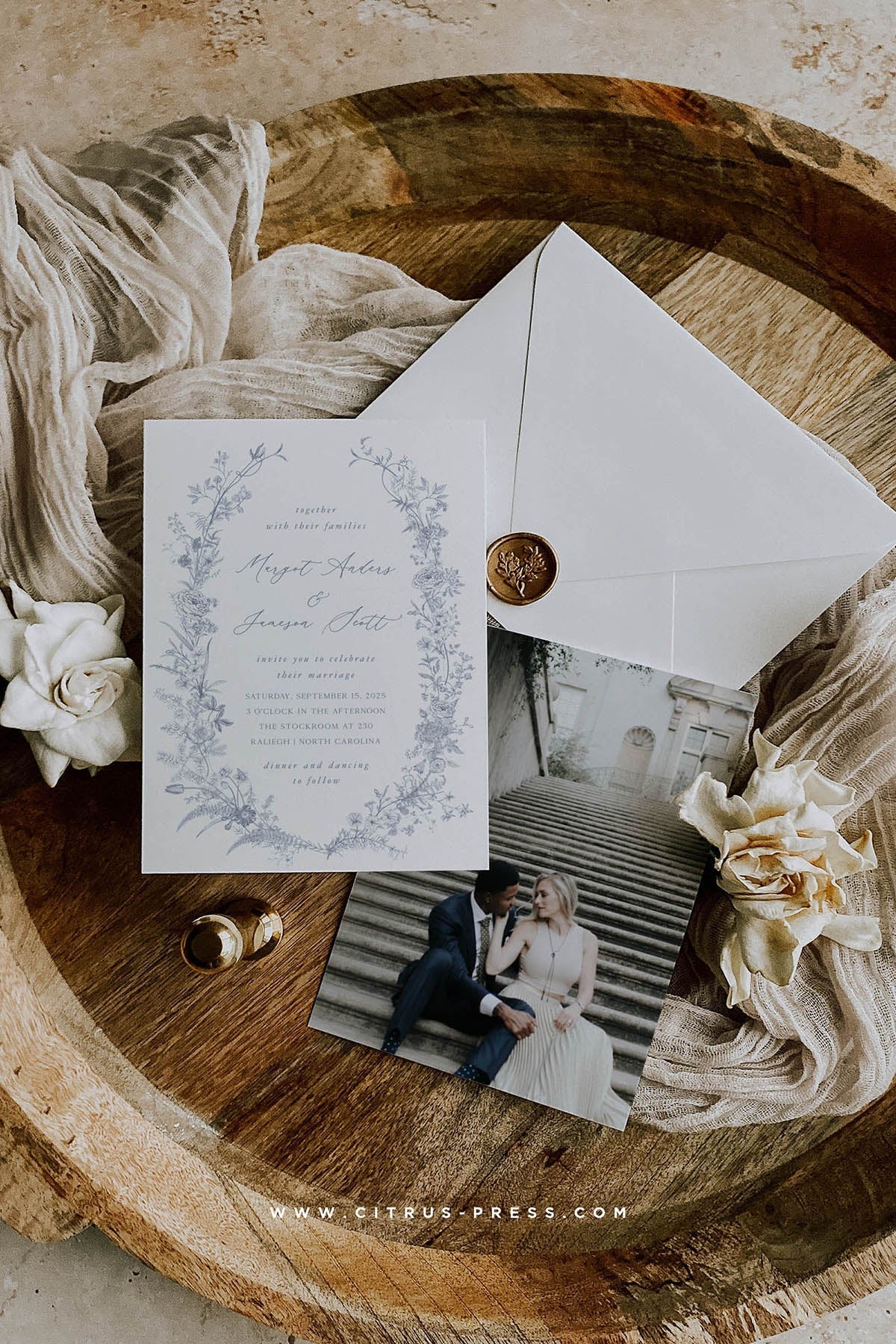 Dusty Blue Wedding Invitation | Ainsley