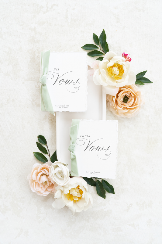 Romantic Handmade Vow Books with Velvet Ribbon