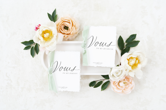 Elegant Handmade Vow Books with Velvet Ribbon