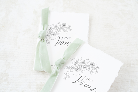 Garden Handmade Vow Books with Velvet Ribbon