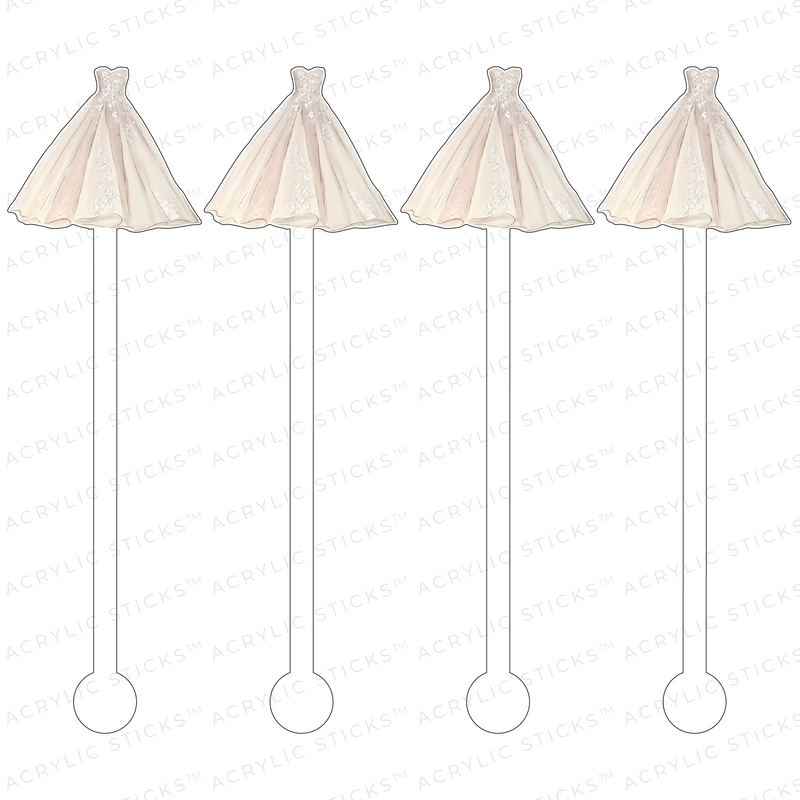 Blush Wedding Gown Acrylic Stir Sticks