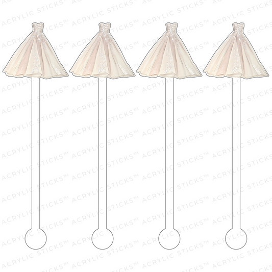 Blush Wedding Gown Acrylic Stir Sticks