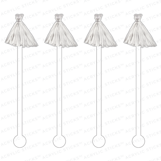 Pearl Bodice Wedding Gown Acrylic Stir Sticks